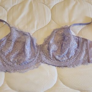 Purple Lace Underwire Bra with Molded Cups